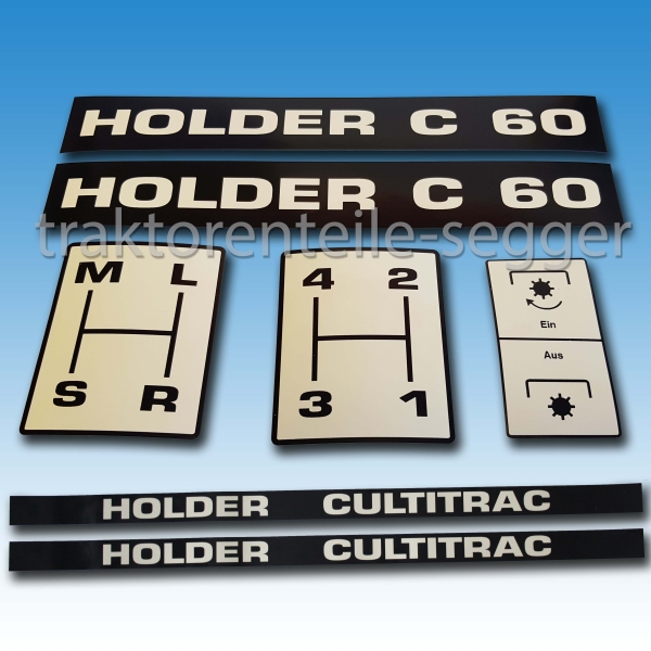 Aufkleber-Satz Holder C 60 mit Kabinenaufklebern 7-teilig